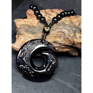 Black Obsidian Necklace Shield of Protection Balance your Aura Clarity & Style